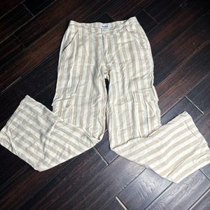 Cargo pants wide leg with stripes casual linen coastal classic California